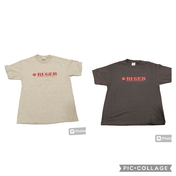 Men's Ruger Firearms Guns Red Logo Short Sleeve T-shirt M and L 50/50. NWOT - Picture 1 of 8